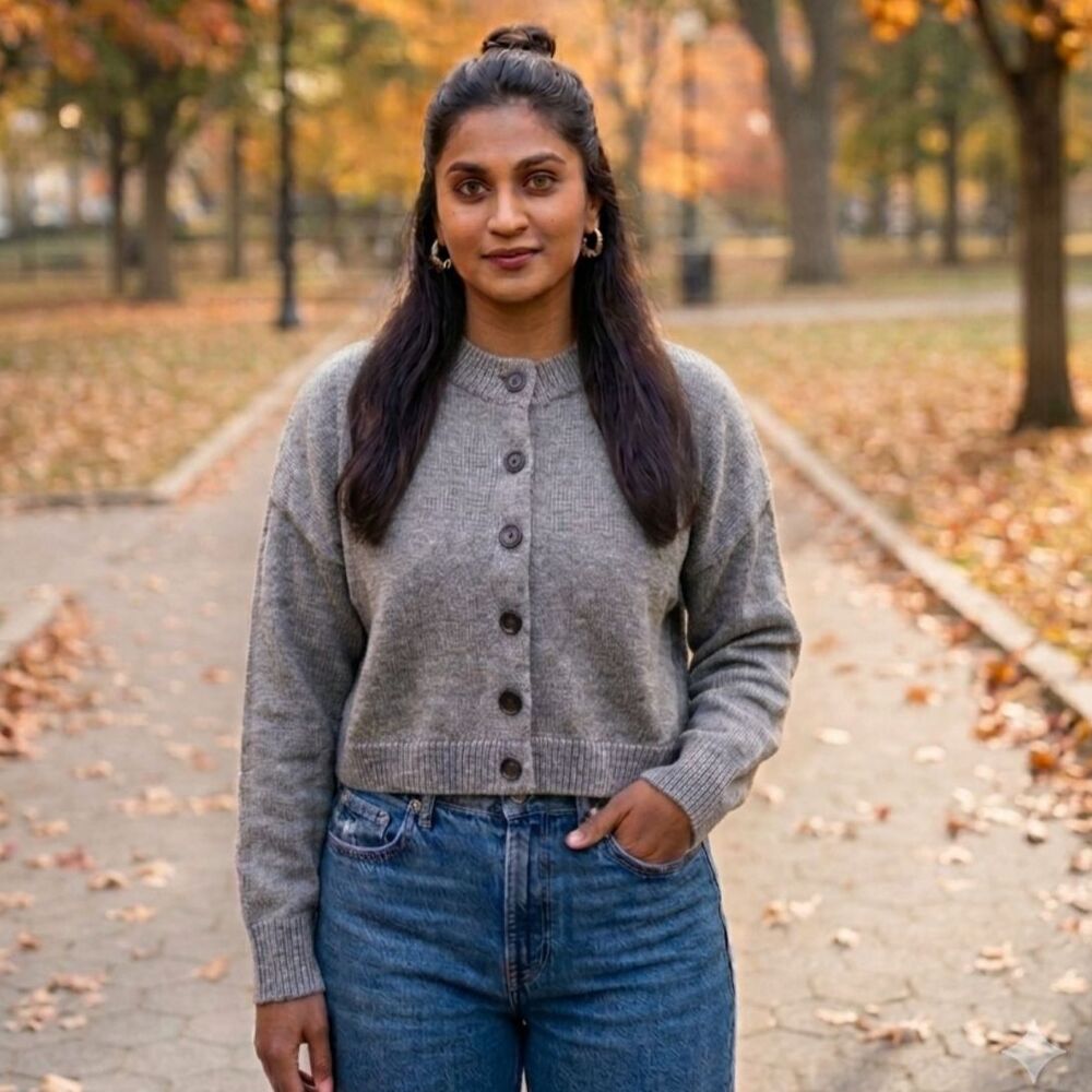 Quince 100% Organic Cotton Cropped Cardigan Sweater In Gray Size XL